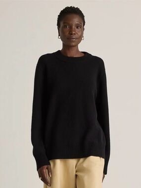 Quince Cashmere Crewneck Oversized Sweater Black Small NWT